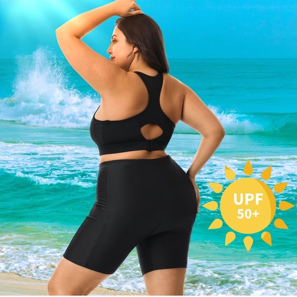 Black swim shorts with pockets and tummy control - Picture 4 of 7